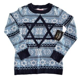 Tipsy Elves Women’s XS Hanukkah Sweater Blue Star of David “The Night Before”